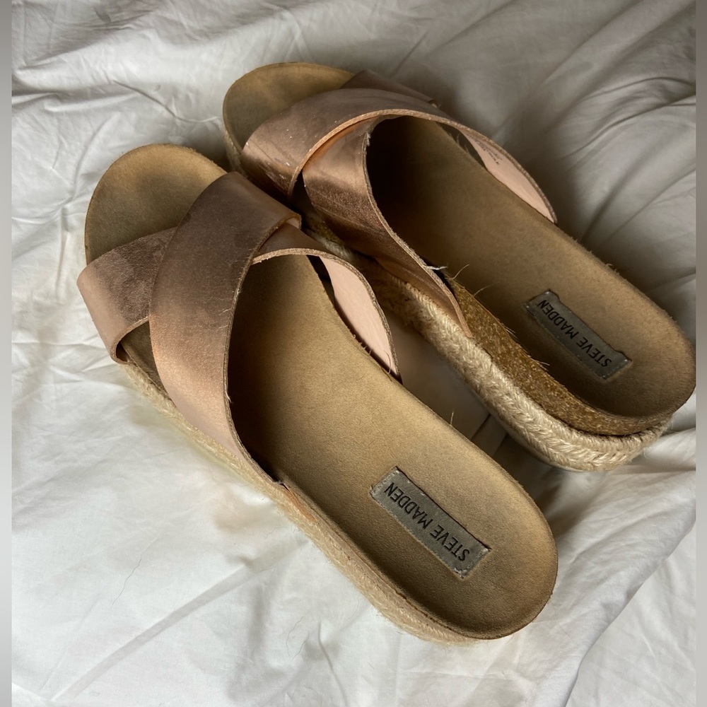 Steve Madden rose gold platform sandals